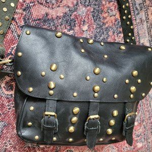 Studded leather satchel